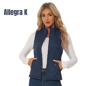Allegra K Women's Navy Quilted Vest